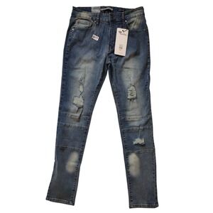TR Premium Jeans Men's 32WX32L Skinny Fit Super Stretch Distressed